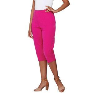 Susan Graver Comfort Waist Pedal Pusher in Pink, New, Size 14